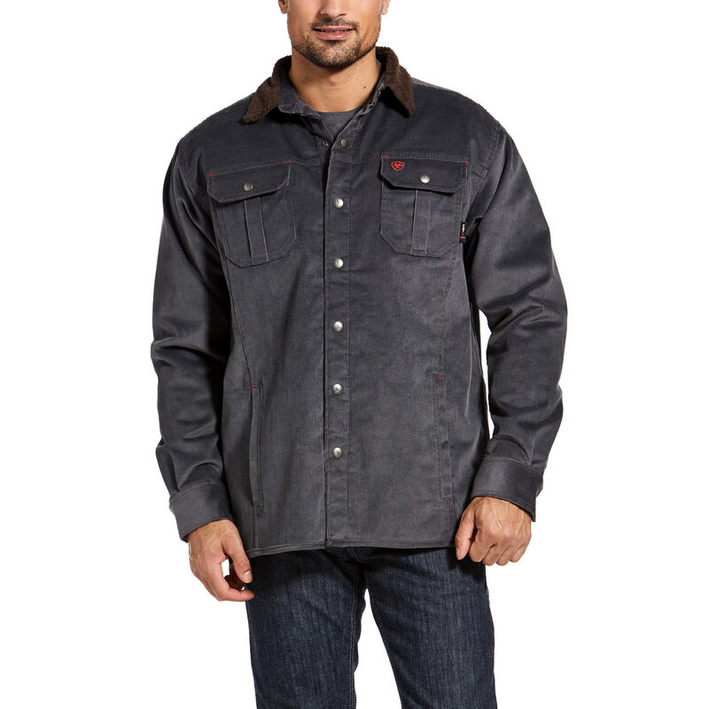 Chaqueta Ariat Fr Durastretch Sherpa-Lined Corduroy Gris Oscuro Hombre - Chile 247-QWFCZS